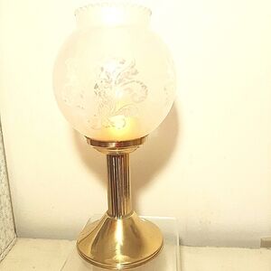 Frosted Floral Victorian Style Pedestal Gold Tone Tealight/Votive Candle Holder